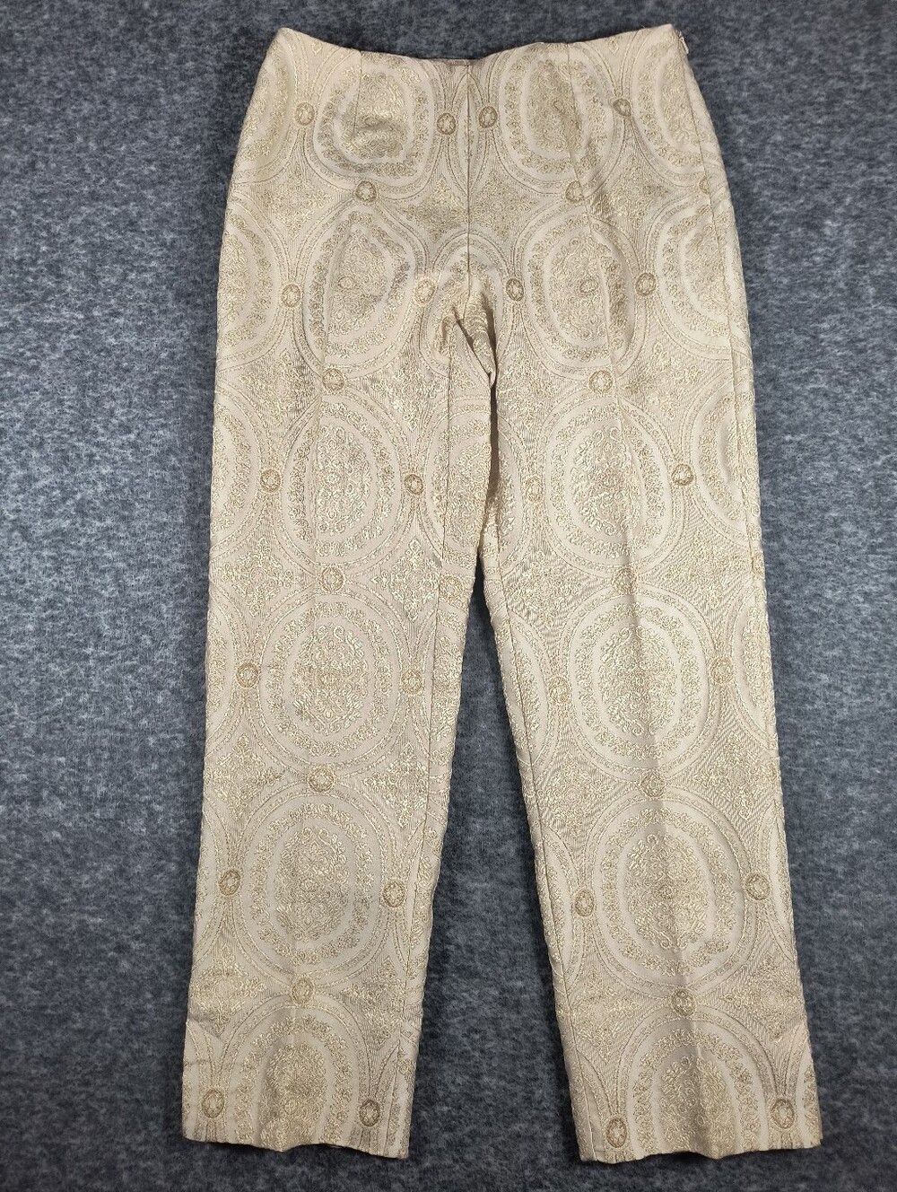 Susan Bristol slacks,metallic paisley embroidery, women's 6